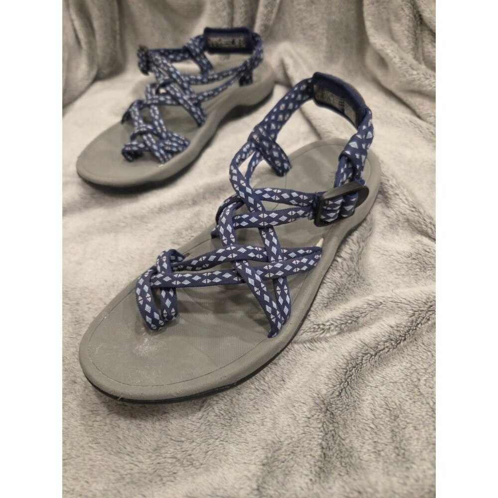 Viakix Siena Navy Blue Grey Siena Women Sz 6 Walking Sport Sandals Shoes Strappy